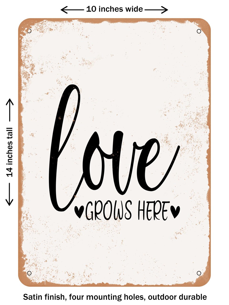 DECORATIVE METAL SIGN - Love is Grows Here - Vintage Rusty Look